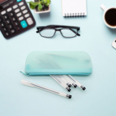 19*7*2.8cm Outils de stylo pour étudiants Sac de rangement en silicone avec logo personnalisé