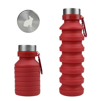 Bouteille d'eau pliable à manche en silicone de 500 ml avec couvercle