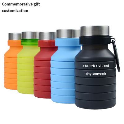 Bouteille d'eau pliable à manche en silicone de 500 ml avec couvercle