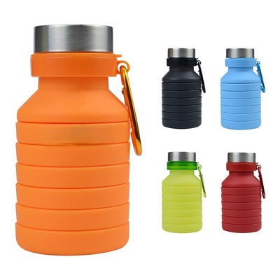 Bouteille d'eau pliable à manche en silicone de 500 ml avec couvercle