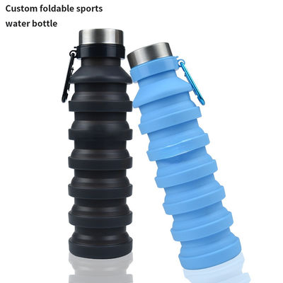 Bouteille d'eau pliable à manche en silicone de 500 ml avec couvercle