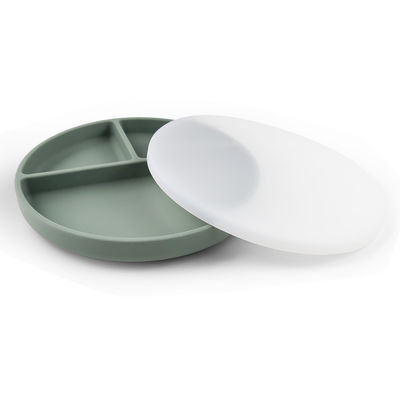 Plaque de silicone pour bébé avec couvercle et aspiration