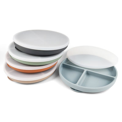 Plaque de silicone pour bébé avec couvercle et aspiration