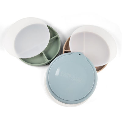 Plaque de silicone pour bébé avec couvercle et aspiration