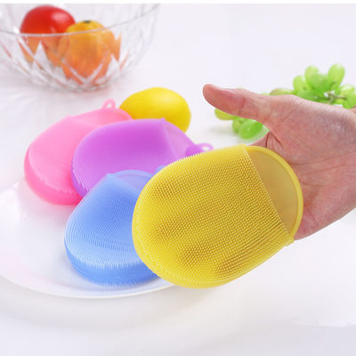 Brosse à laver les assiettes en éponge en silicone à double face pour le nettoyage de cuisine résistant aux taches