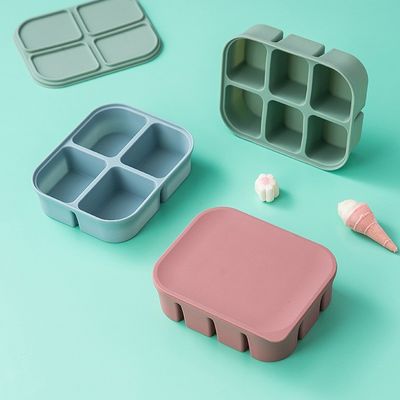 Contenant de stockage de nourriture pour bébés en silicone Forme rectangulaire Micro-ondes sans danger sans BPA Reutilisable