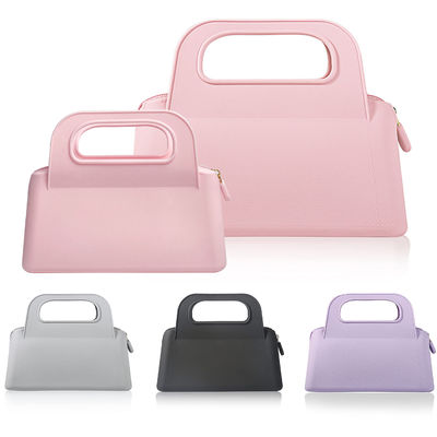 Sacoche à fermeture à glissière en silicone personnalisée colorée pour le stockage de cosmétiques et de produits de toilette pour femmes