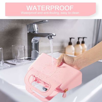 Sacoche à fermeture à glissière en silicone personnalisée colorée pour le stockage de cosmétiques et de produits de toilette pour femmes