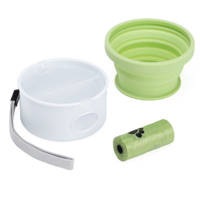 Bocal d'eau pliable pour animaux de compagnie 3 en 1 avec couvercle et conception pliable