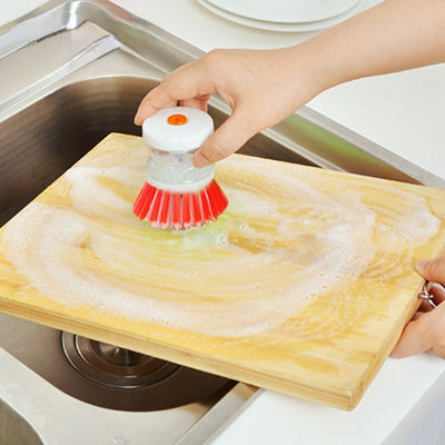 Brosse de nettoyage de cuisine avec poignée ABS Dispensateur de savon en plastique Brosse à vaisselle