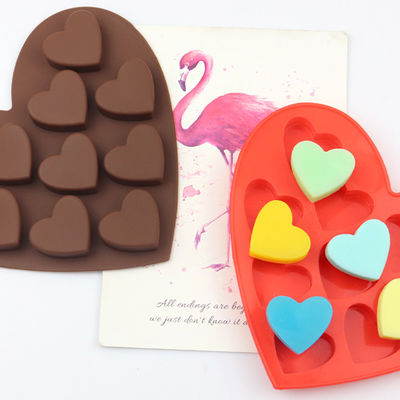 Moule de savon rouge foncé jetable pour 10 fournitures de cuisine en chocolat en forme de cœur