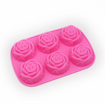 Forme de chocolat en forme de fleur de rose pour la décoration de gâteau en silicone cuisson en 3D rouge rose