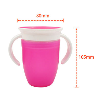 Coupe à double poignée rose en silicone à 360 degrés rotative pour bébés