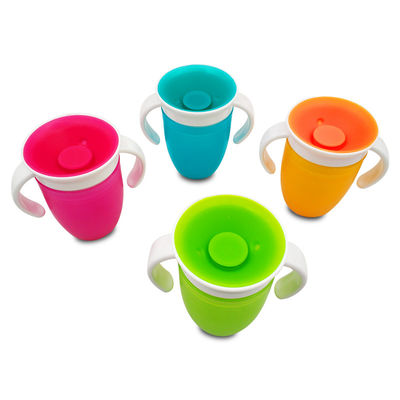 Coupe à double poignée rose en silicone à 360 degrés rotative pour bébés