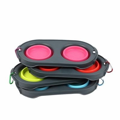 Coupe de voyage pliable pour animaux de compagnie, en silicone, double coupe pour chiens, pour les propriétaires d'animaux en déplacement