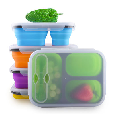 3 Compartement Pour enfants Bento anti-fuite Contenants de stockage de nourriture réutilisables avec fourchette